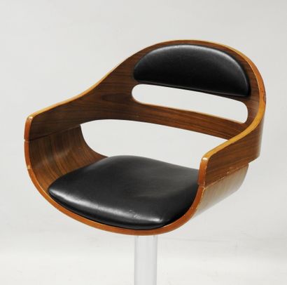 Bar armchair with seat and back in laminated...