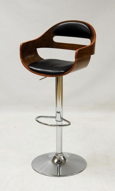 Bar armchair with seat and back in laminated...