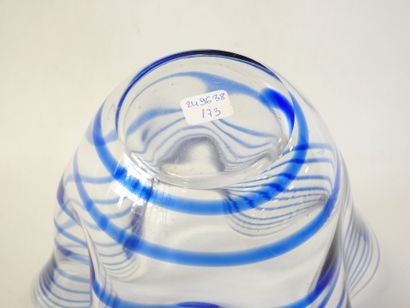 Handkerchief vase in blown glass with blue...