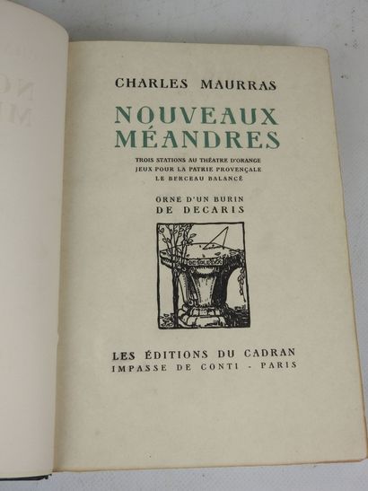 MAURRAS Charles. Nouveaux Méandres. Burin...