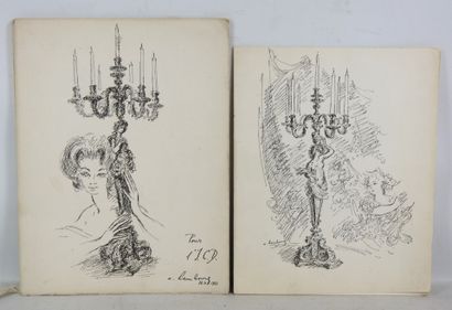 HAMBOURG André. Deux menus illustrés 