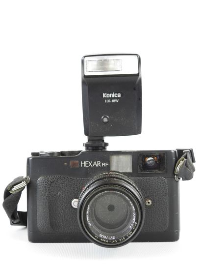 KONICA: Hexar RF with HX-18W flash, M-Hexanon...