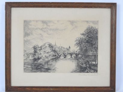 Paulette HUMBERT (1904-1994). Pont neuf and...