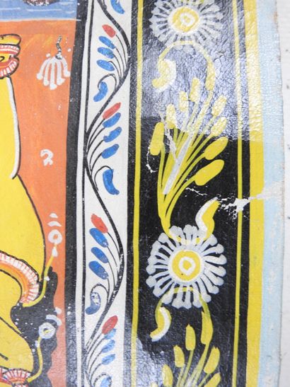 INDE. Vishnou et Krishna. Deux gouaches sur...