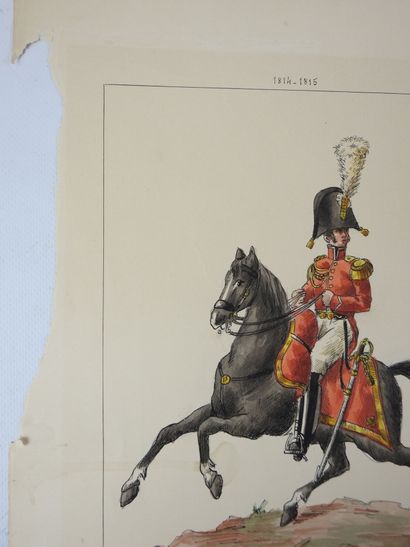 TWO heightened ESTAMPES depicting two military...