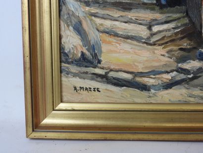 A. MASSE (XXe) : Promenade du couple. Huile...