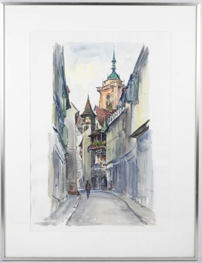 André DUCULTY (1912-1990). Narrow street...