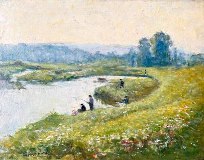 Jules Alfred HERVÉ-MATHÉ (1868-1953) : Pêcheurs...