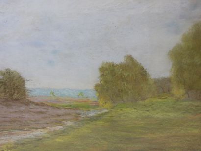 GOURJON (XX-XXIe) : Paysage. Pastel. Signé...
