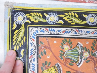 INDE. Vishnou et Krishna. Deux gouaches sur...