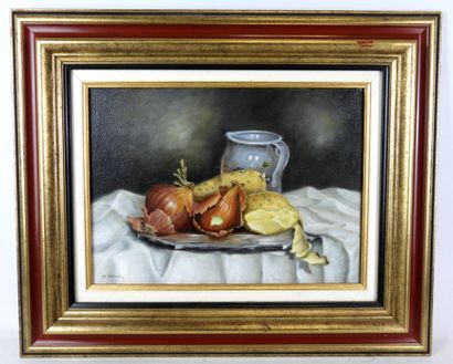 J. SEGUIN (XXe) : Nature morte aux oignons...