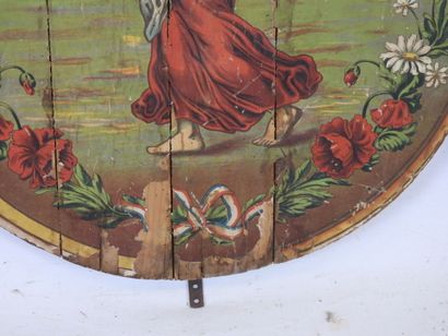QUATRE PANNEAUX de forme ronde, à décor d'Allégorie...