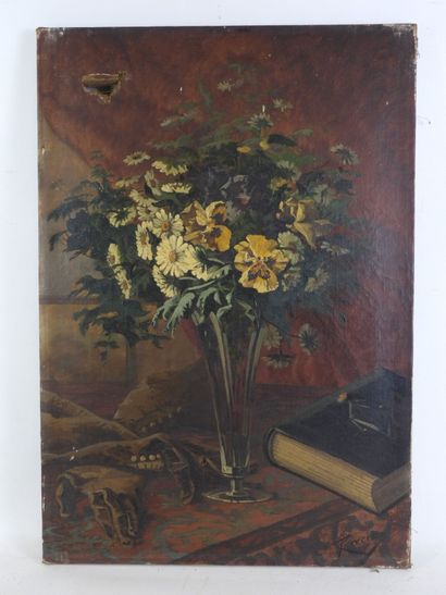 ROCCINE (19th): Still life with bouquet of...