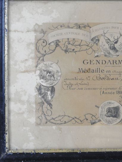 DIPLOME de gendarmerie, silver medal of the...
