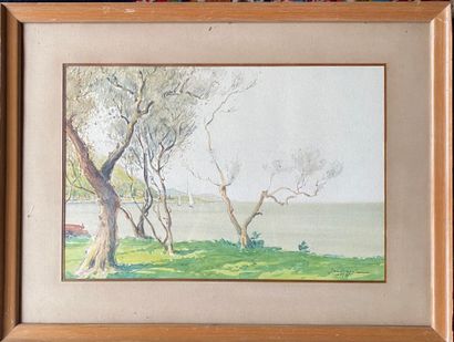 Jean COLET (20th): Trees. Watercolor. Signed...