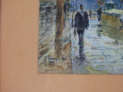 René LEVERD (1872-1938) : Vue des bouquinistes...