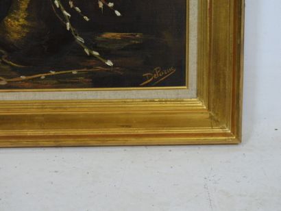 DELARUE (XXe) : Bouquet de fleurs. Huile...
