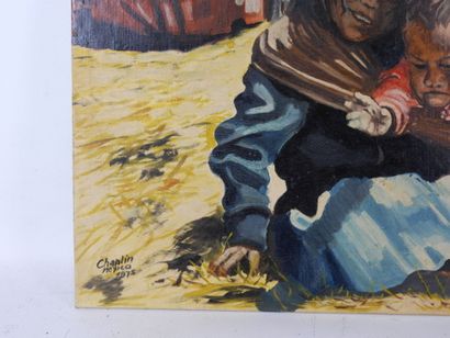 CHAPLIN (XXe) : Mexico Huile sur toile contrecollée...