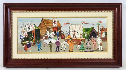 Claude TABET (1924-1979) : La parade. Huile...