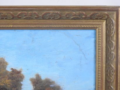 19th C. School: Lively landscape of peasant...