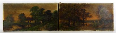 GELY (XIX-XXe): Paysages animés. Paire d'huiles...