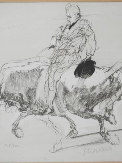 Claude WEISBUCH (1927-2014) : Cavalier. Lithographie....