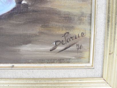 DELARUE (XXth). Bunch of flowers. Oil on...
