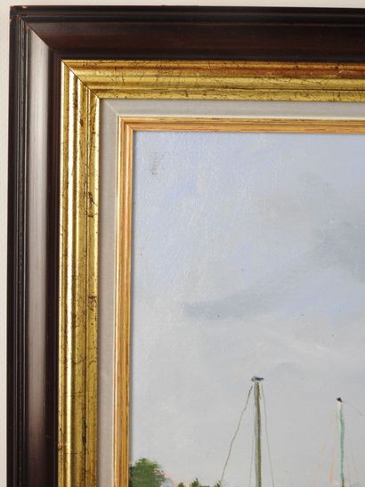 A. PLATRIER (XXe). Le Port. Huile sur toile....