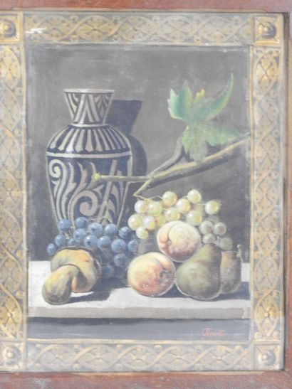 TINOT (19th). Still life with porcini mushrooms,...