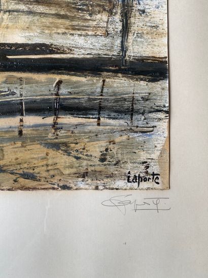 GEORGES LAPORTE (1926-2000) : Huile sur papier....