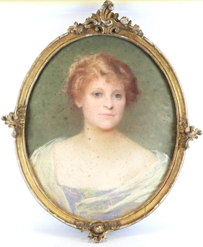 BARSAIZE (XXe) : Portrait de jeune femme....
