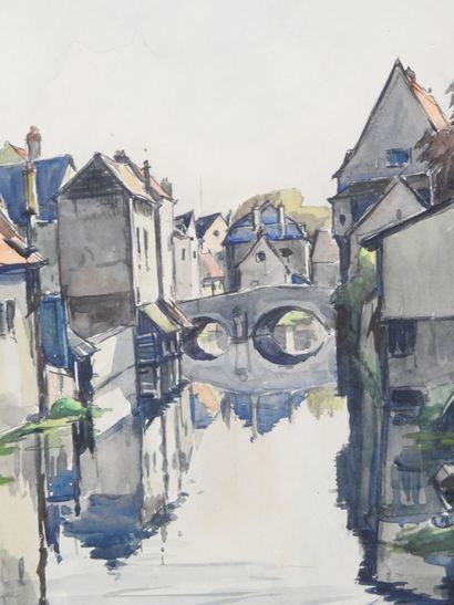 André DUCULTY (1912-1990). View of the bridge....
