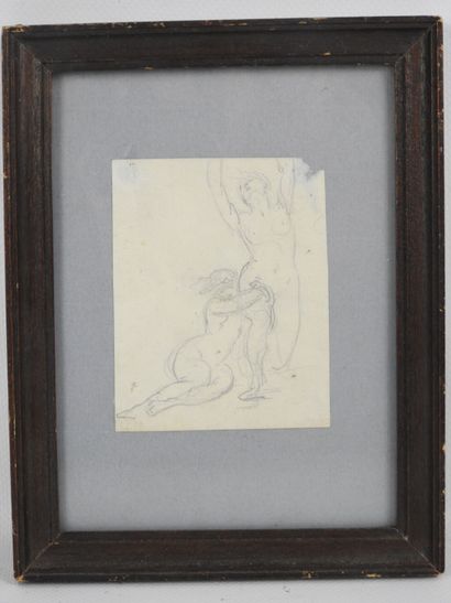 TROIS DESSINS encadrés au crayon graphite...