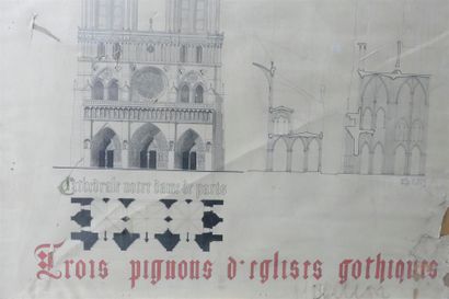 Trois pignons d'églises gothiques. Abbatiale...