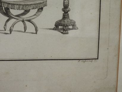 THREE FRAMED ENGRAVINGS: - plate containing...