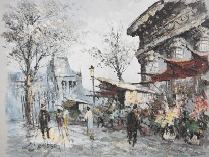 Louis Charles BASSET (XIX-XX): Flower Market....