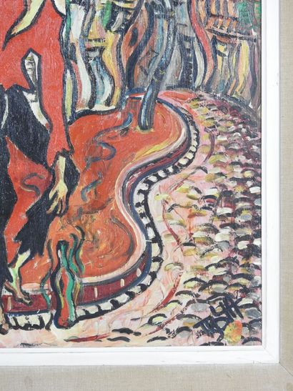 Claude MOYA (20th). Drunkenness. Oil on isorel...