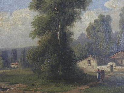 O. DE VERNEUIL (XIXe) : Deux fermières quittant...