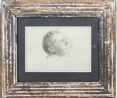 L. FERRAND (XIX): Portrait of a child. Graphite...