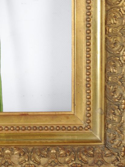 CADRE NU en bois et stuc doré à décor de...