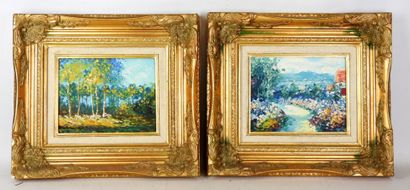 Ecole du XXème siècle : Paysages. Deux huiles...