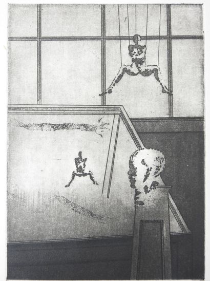 20th century school. Surrealist scenes. Engravings....