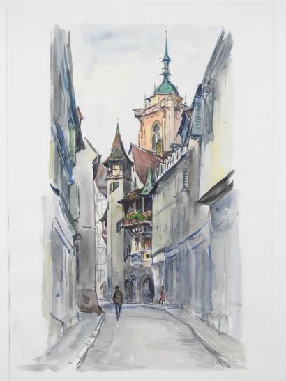 André DUCULTY (1912-1990). Narrow street...