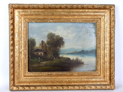 Ch. BRADY(XIXe) : Paysage animé d'un personnage...