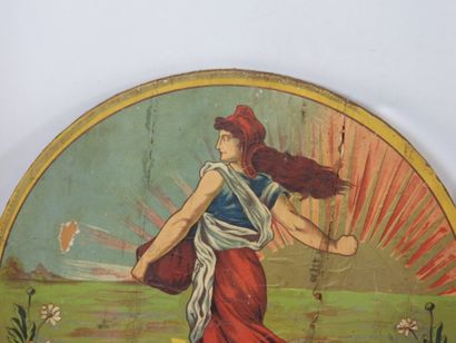 QUATRE PANNEAUX de forme ronde, à décor d'Allégorie...