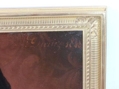 H. DURIEZ (XIXe) : Portrait d'homme composant...