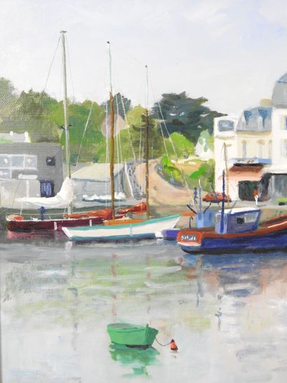 A. PLATRIER (XXe). Le Port. Huile sur toile....