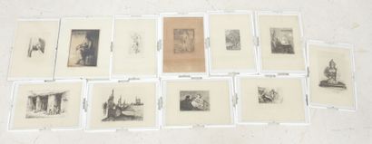 ELEVEN engravings after WATTEAU, FREDCH,...