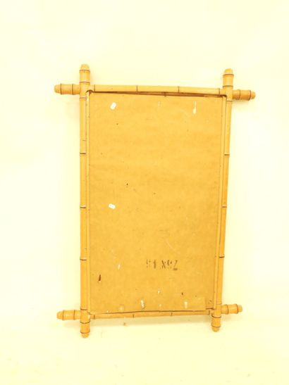 Rectangular bamboo mirror with mercury glass....
