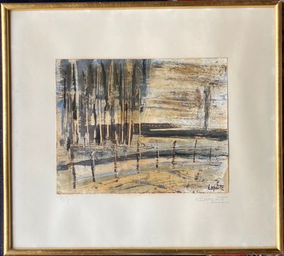 GEORGES LAPORTE (1926-2000) : Huile sur papier....